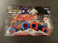 MONSTER JAM WALMART STARS STRIPES 2 PK GRAVE DIGGER JCB DIGATRON