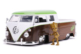 Jada Diecast Metal Hollywood Rides 1:24  1963 VW BUS TRUCK W/ GROOT