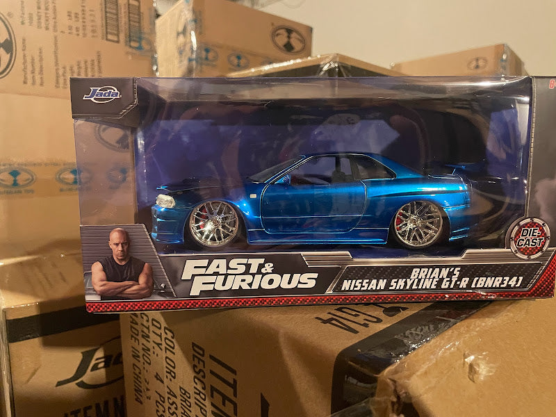Fast and Furious Brian's Nissan Skyline GT-R R34 1:24 Scale Die-Cast Metal  Vehicle