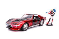 Jada Diecast Metal Hollywood Rides 1:24 1969 CORVETTE STINGRAY W/HARLEY QUINN