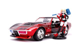 Jada Diecast Metal Hollywood Rides 1:24 1969 CORVETTE STINGRAY W/HARLEY QUINN