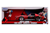 Jada Diecast Metal Hollywood Rides 1:24 1969 CORVETTE STINGRAY W/HARLEY QUINN