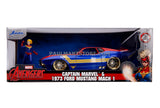 Jada Diecast Metal Hollywood Rides 1:24 1973 FORD MUSTANG MACH 1 W/ CAPTAIN MARVEL
